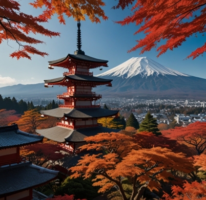 red-pagoda-with-mountain-background