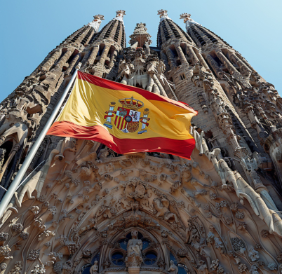 spanish-flag-near-sagrada-familia